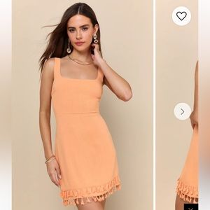Lulu’s ‘Feel The Sunshine Washed Orange Tassel Mini Dress’ size M